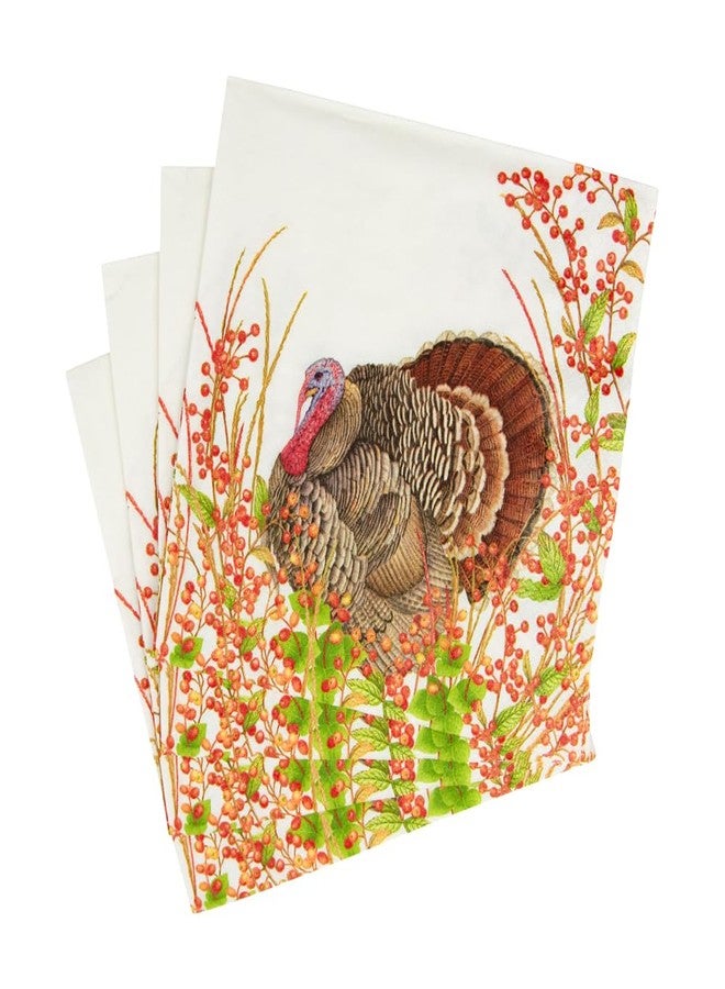 Caspari Turkey And Berries Luncheon Napkins - 20 Per Package - Image 2